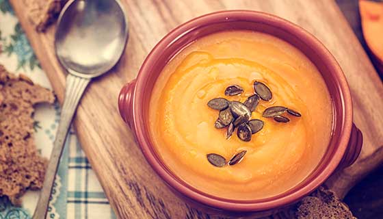 Two bowls of squash soup