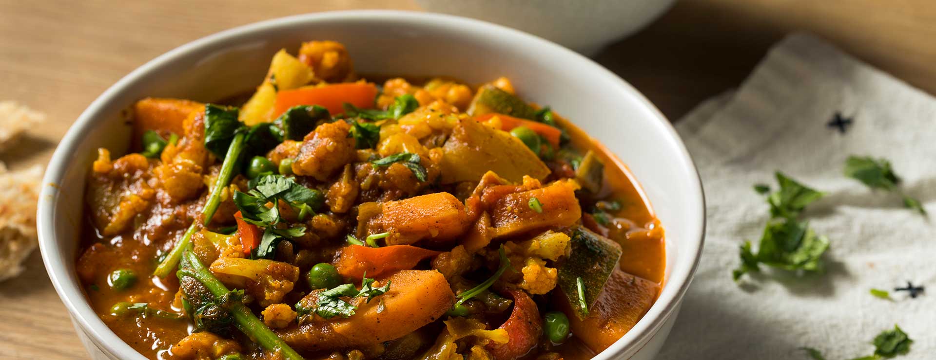 A bowl of vegetable curry.