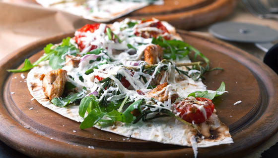 Delicious plate with a tortilla pizza