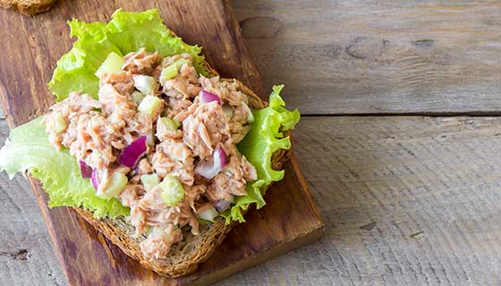 Open-faced tuna sandwich