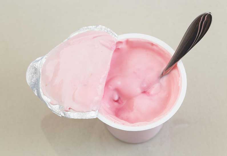 A cup of fruit yogurt.