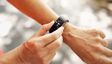 Fitness tracker on a person's hand