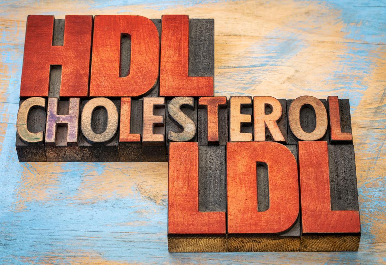 cholesterol, HDL and LDL in block letters
