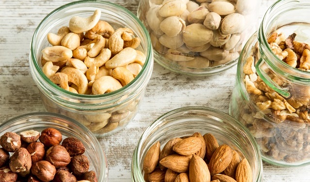 Assorted Tree Nuts in Mason Jars