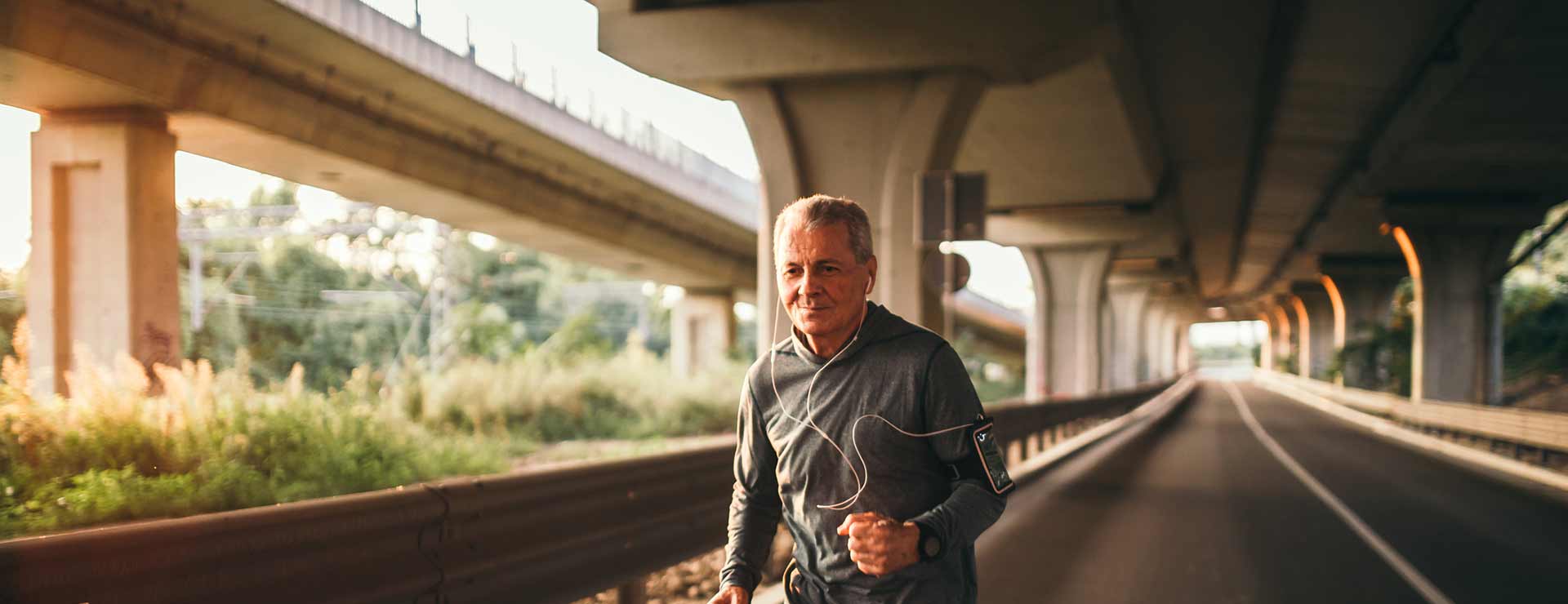 Man on a run outside. 