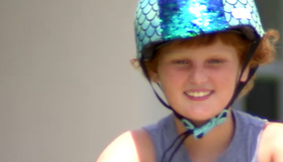Amalia riding her bike