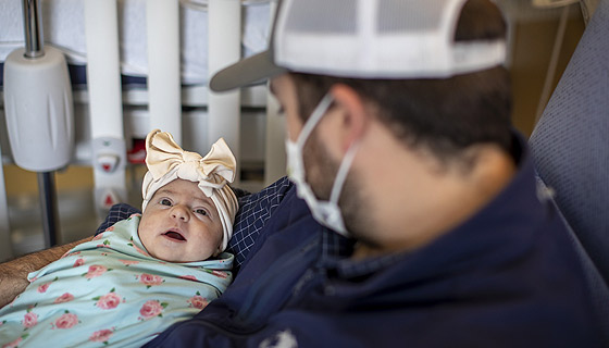 Birdie with her dad Robert at Johns Hopkins All Children's.