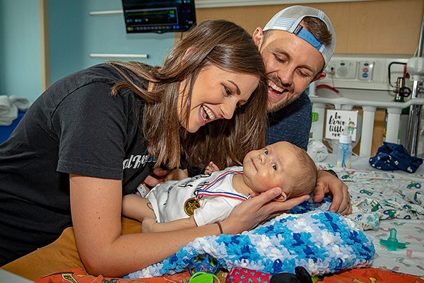 Lauren and Kevin with their son Braden at Johns Hopkins All Children's Hospital.