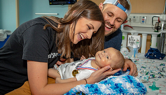 Lauren and Kevin with their son Braden at Johns Hopkins All Children's Hospital.