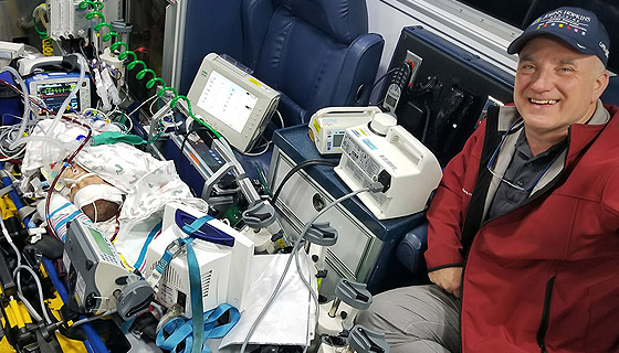 David Kays, M.D., on the way to Johns Hopkins All Children’s Hospital with Jackson.