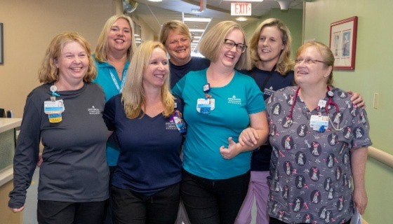 Lindsay Arenas, R.N., with coworkers at Johns Hopkins All Children's Hospital