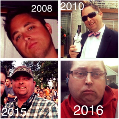 Neale's changing face in 2008, 2010, 2015 and 2016