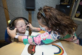 Bree with audiologist Robin Edmiaston, AuD., CCC-A