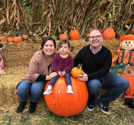 the Walsh family at pumpkin patch