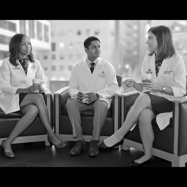 Sarah Johnson, left, Neil Aggarwal and Jessica Briggs