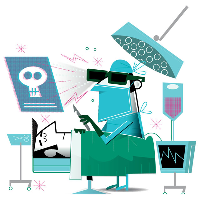 Illustration of a doctor in an operating room