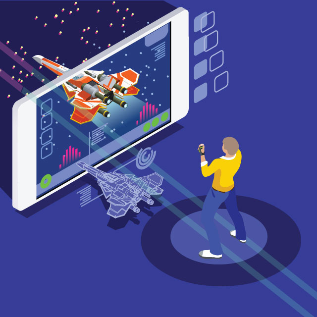 An illustration represents a video game for rehabilitation therapy.