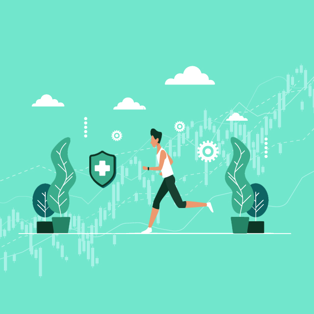 A graphic represents data from wearable devices. 