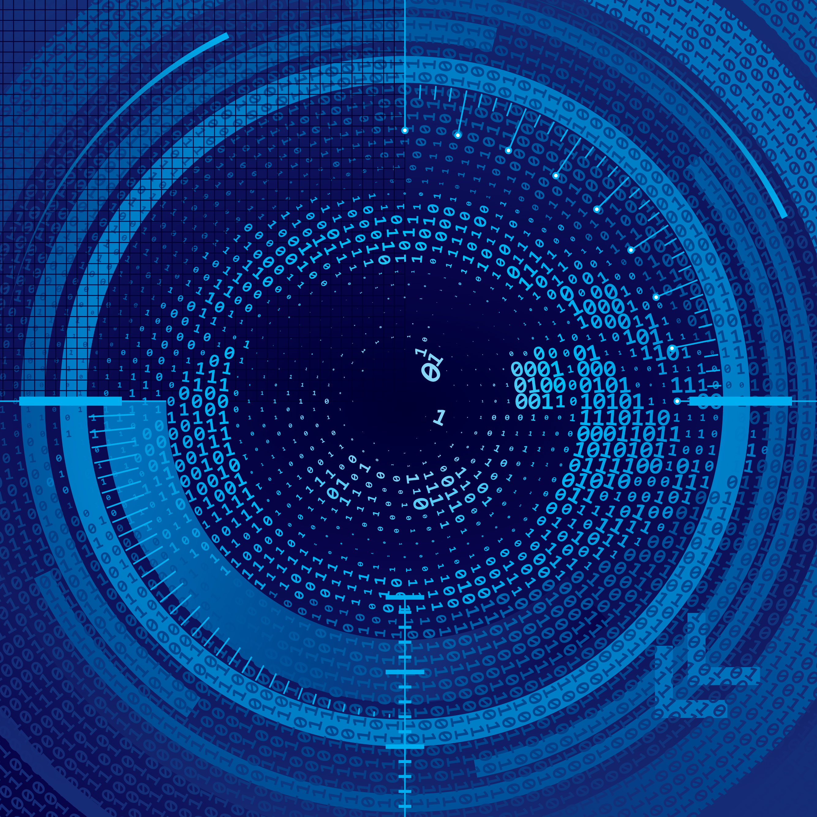 A graphic represents artificial intelligence for a human eye. 