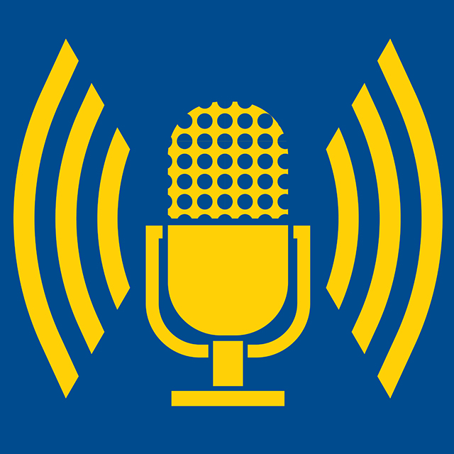 An Illustration of a microphone with sound wave coming off. 