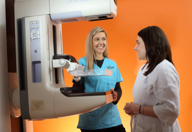 Patient having a mammogram