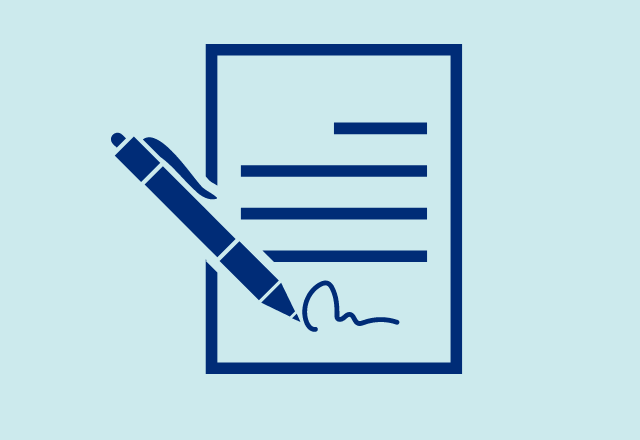icon of a paper with a pen