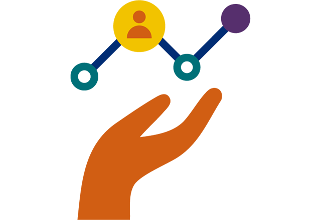 hand reaching to data illustration