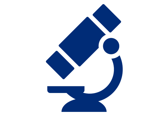 Blue icon of microscope