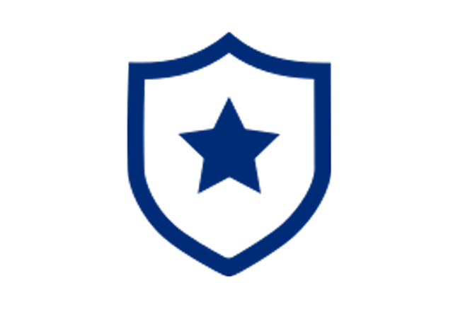 Blue icon of shield with star
