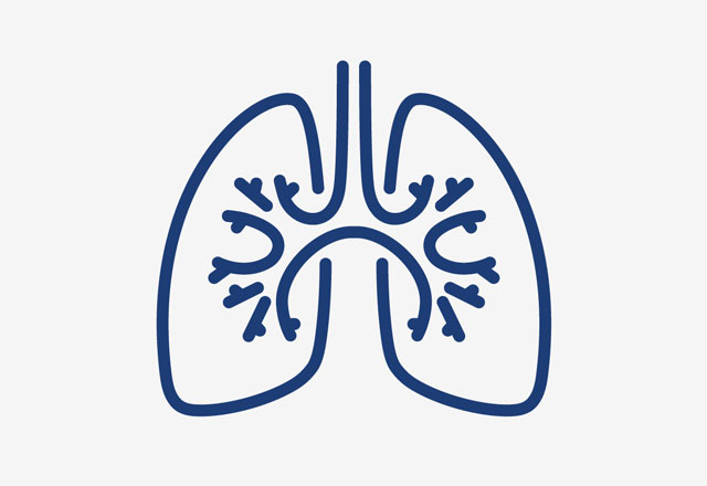 Blue icon of lungs