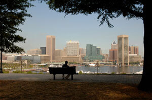 Photo of Baltimore skyline from Federal Hill Park