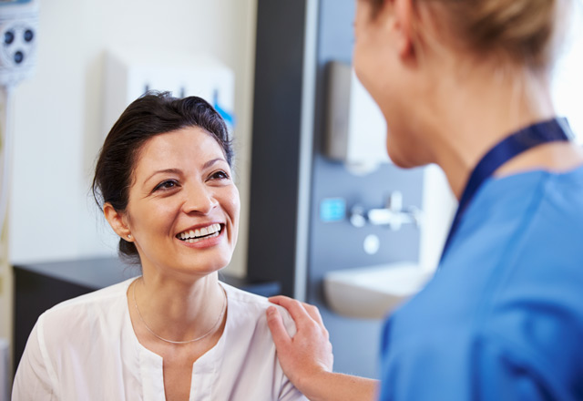 Affirming nurse with patient