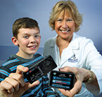 Pediatric nurse educator Loretta Clark teaches patients how to use the latest technology to manage their diabetes