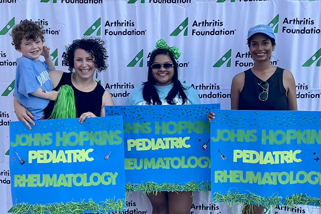 Johns Hopkins pediatric rheumatology staff at the Arthritis Foundation run event.