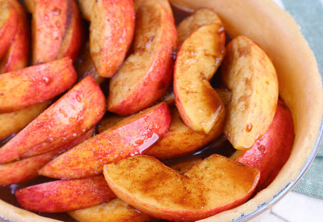 fresh apples with brown sugar