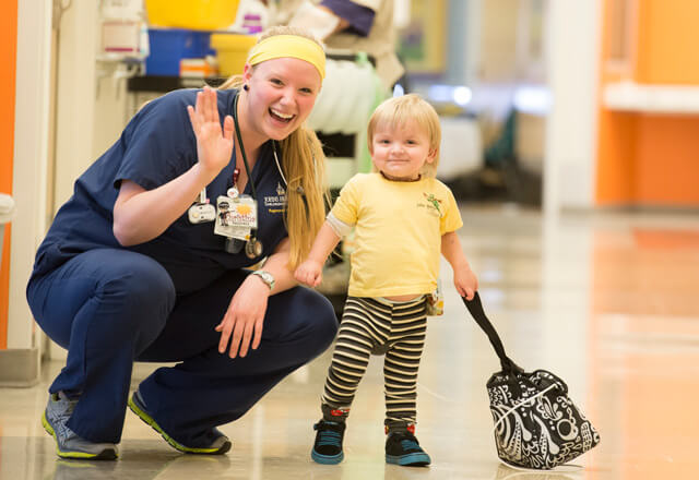 medical staff with child