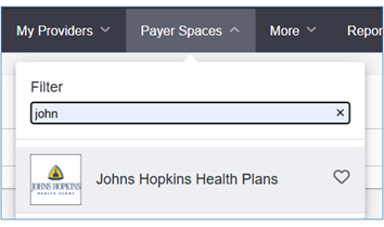 Johns Hopkins Health Plans dropdown menu