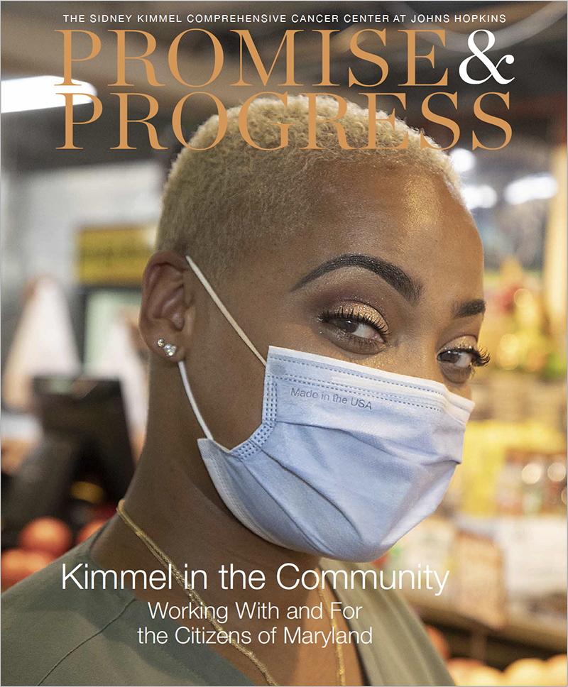 promise & progress-kimmel in the community publication cover with african american woman in mask.