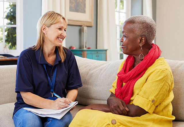 Patient speaking with a social worker