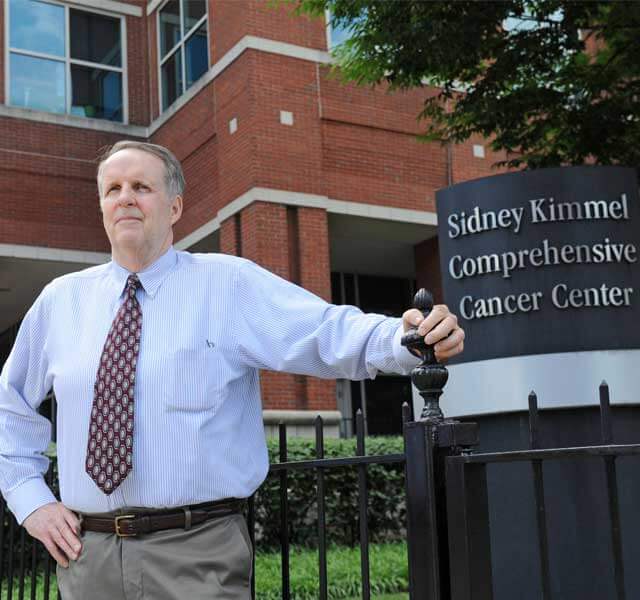 John Ryan outside Sidney Kimmel Cancer Center