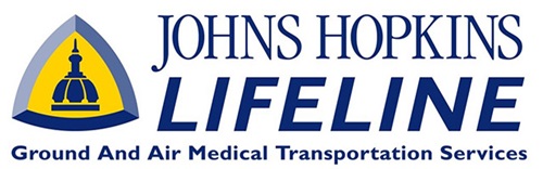 a logo that say Johns Hopkins Lifeline Ground and Air Medical Transportation Services