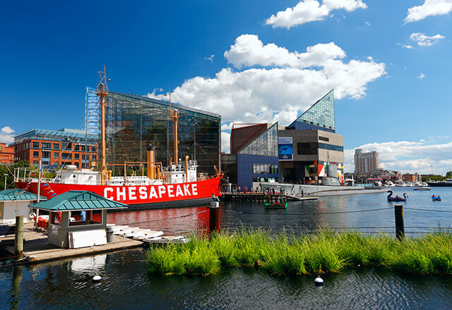 A view of the Inner Harbor in Baltimore.