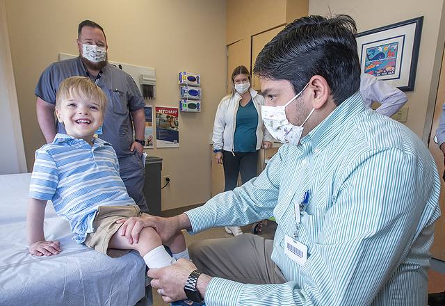 Landon with S. Hassan Akbari, M.D., M.S., at Johns Hopkins All Children's