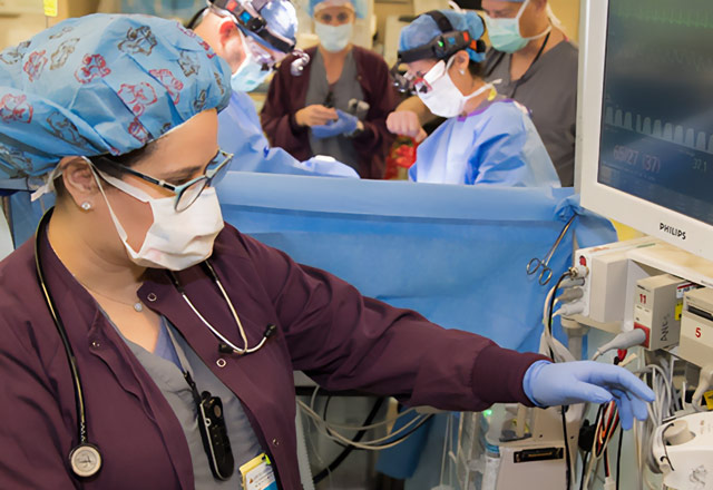 An anesthesiologist in the operating room