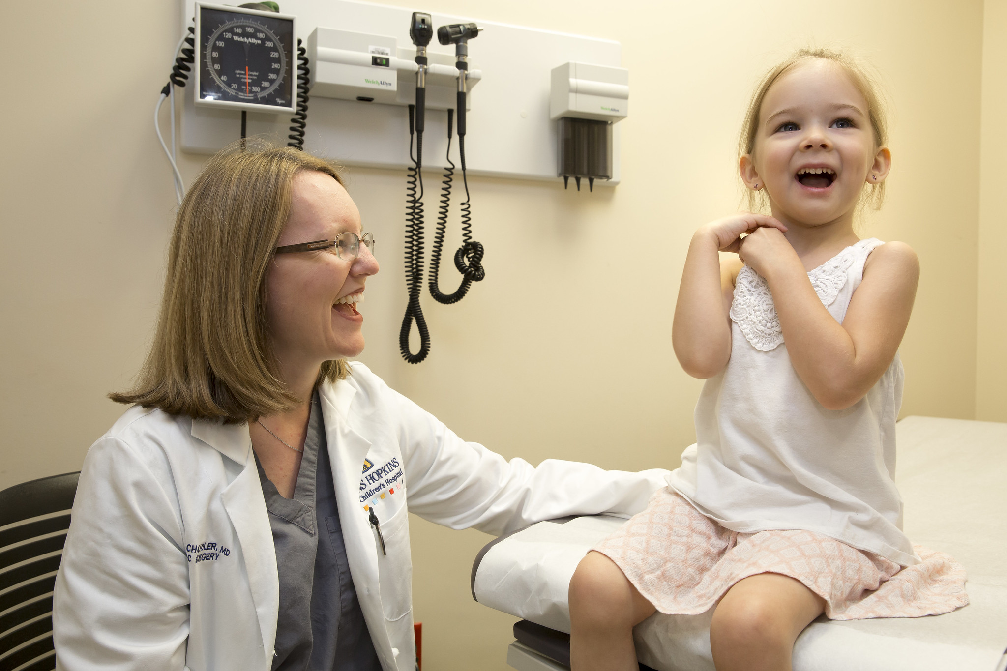 Nicole Chandler, M.D., with a patient at Johns Hopkins All Children's Hospital