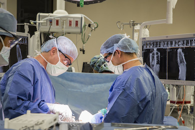 Jeffrey Neustadt, M.D., and Gregory Hahn, M.D., performing surgery at Johns Hopkins All Children's Hospital