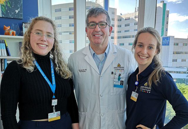Alice Willison (left) and Philine Behrens with Dr. Jallo.