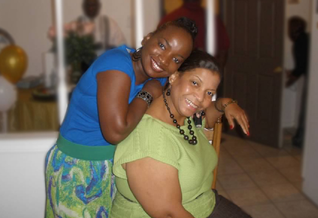 Ebony Hunter, M.D., with her mother Gloria Hunter. Gloria's career as a registered nurse inspired Ebony to become a physician.