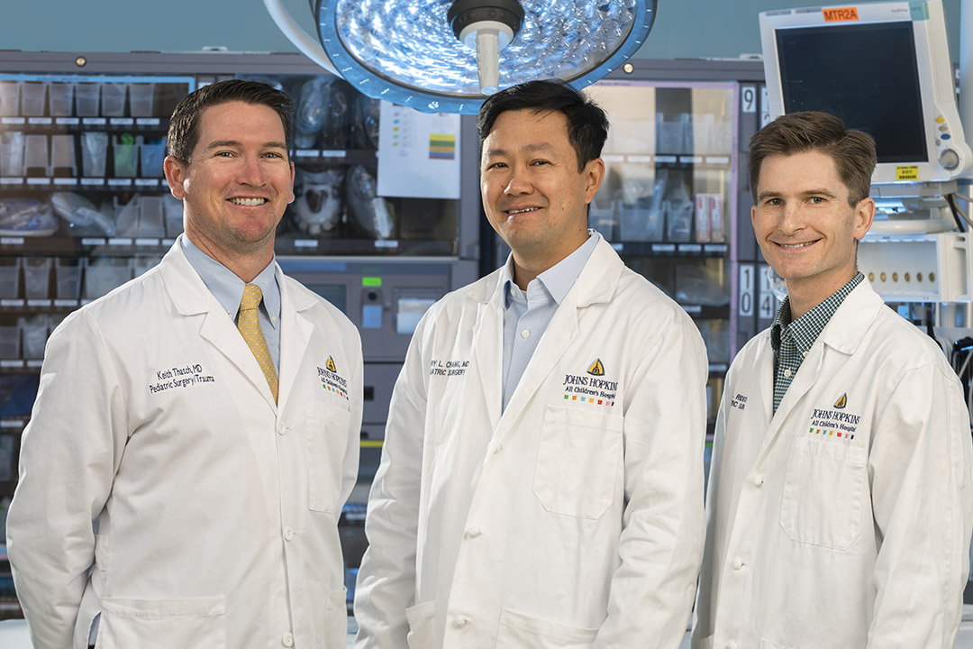 Johns Hopkins All Children’s pediatric general surgeons Dr. Keith Thatch, Dr. Henry Chang, and Dr. Drew Rideout