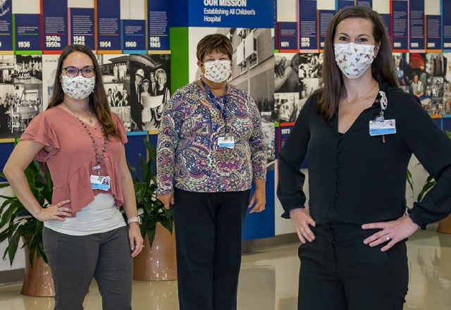 Rebekah Diaz, Debby Segi-Kovach and Holly Wasilenko at Johns Hopkins All Children's Hospital.